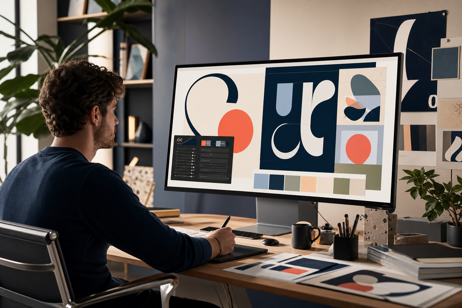 Designer exploring contemporary graphic web design trends