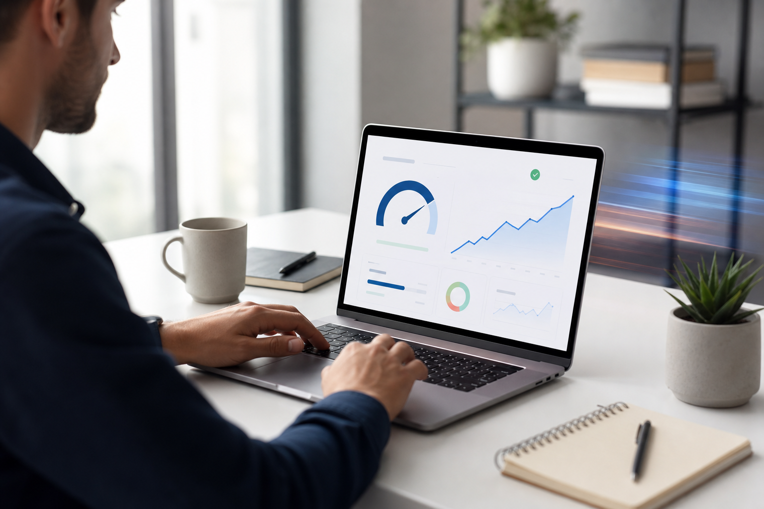 Website performance dashboard showing speed improvements
